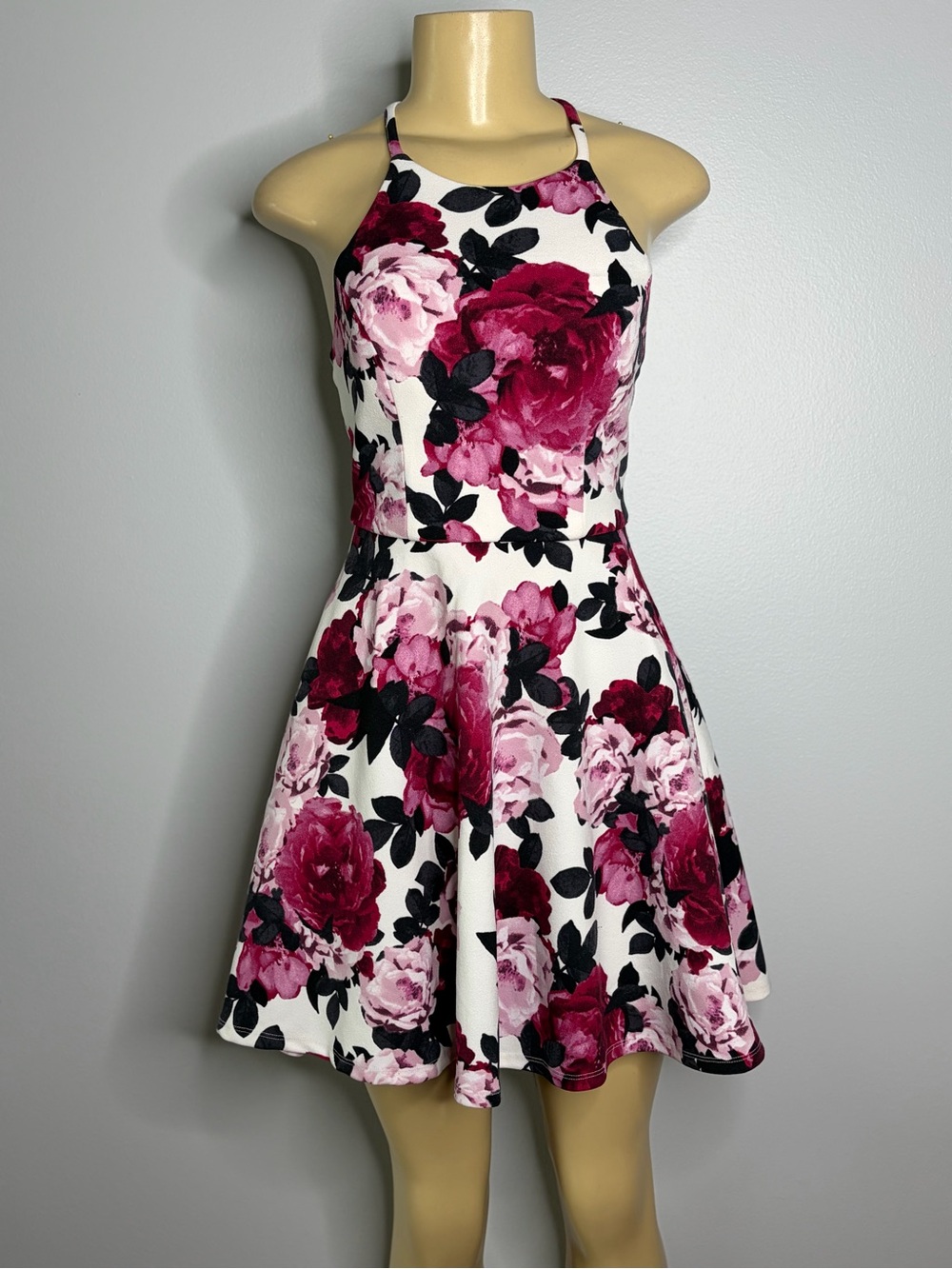 Speechless White Dress with Fuchsia and Pink Floral Print Size 3